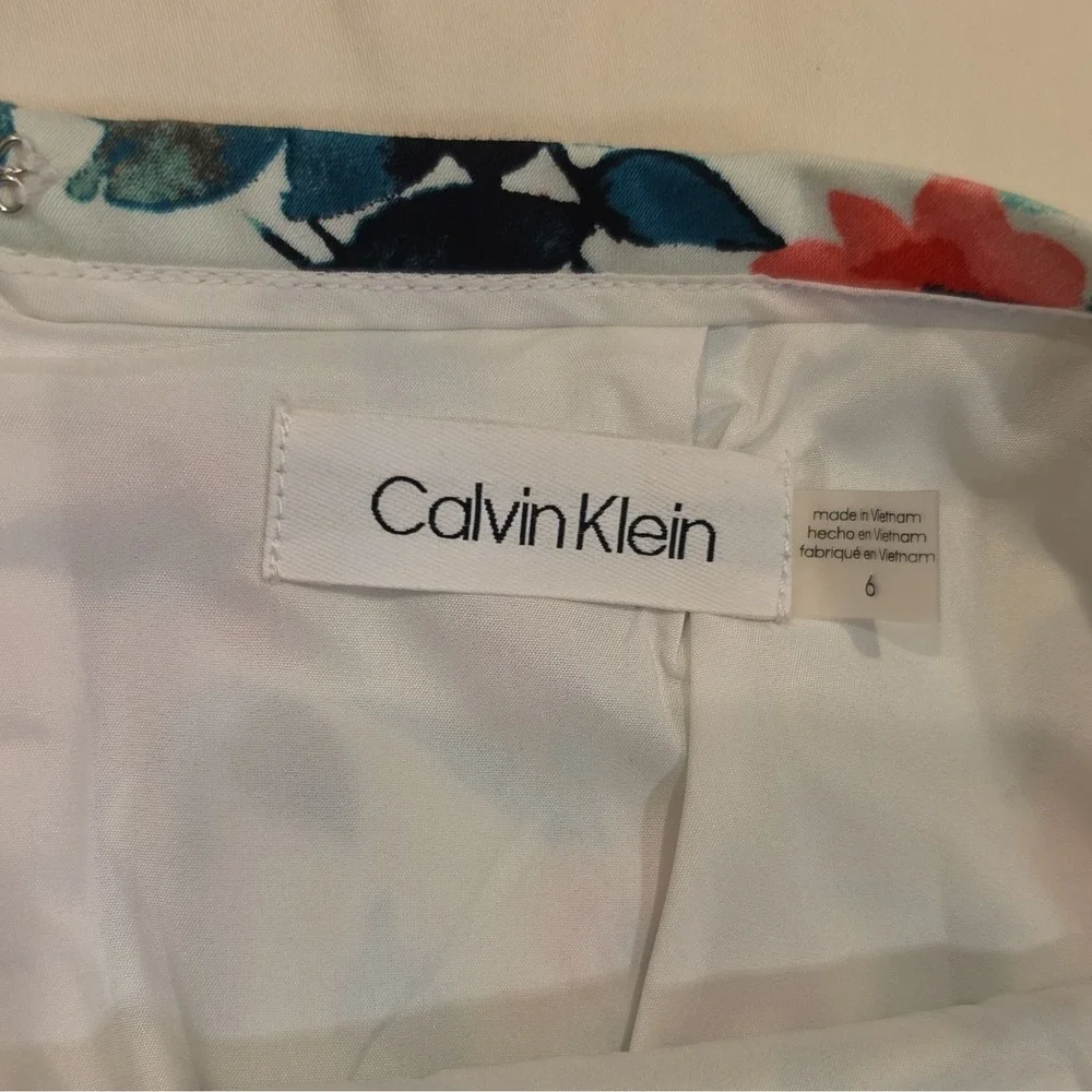 Calvin Klein Women's Floral Pencil Skirt Size 6 Knee Length Zip Multicolor #104